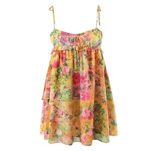 Goodnight Macaroon Jane Spaghetti Strap Floral Short Dress